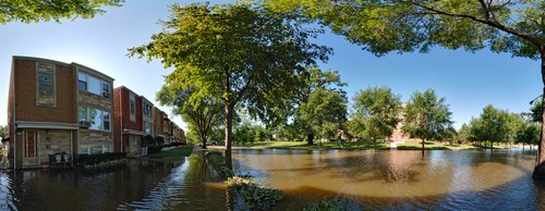 Flooded streets after Sept. 2008 rainstorm.  Albany Park, Chicago